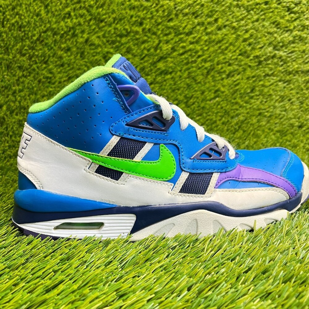 Nike Air Trainer SC Boys Size 6Y Blue White Athletic Leather‎ Shoes Sneakers